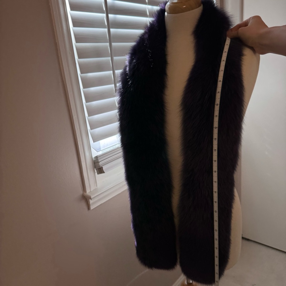 DKNY deep purple long fox fur boa velvet backed super fluffy ?genuine fur? - Picture 13 of 14